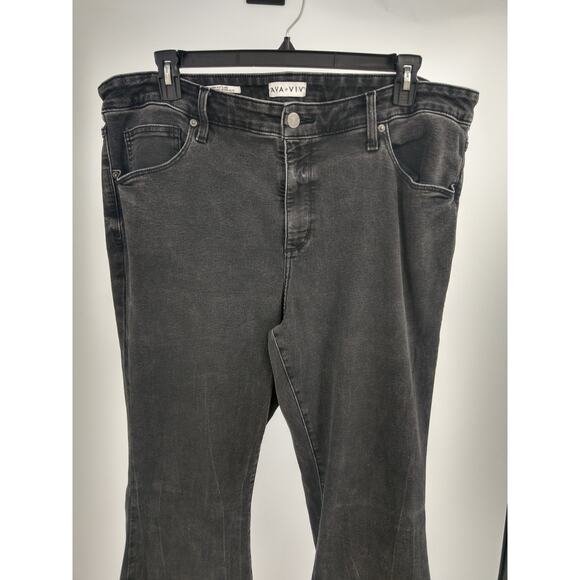 Ava & Viv Womens Jeans Plus 20 High Rise Flare Leg Relaxed Denim Stretch Black - Picture 4 of 10